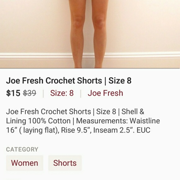 Joe Fresh cream color crochet shorts size 8 EUC - Picture 5 of 5